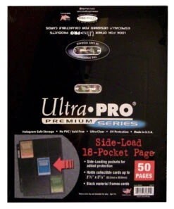 18-Pocket Platinum Side Load Page With Black Background Display Box (50 Pages)